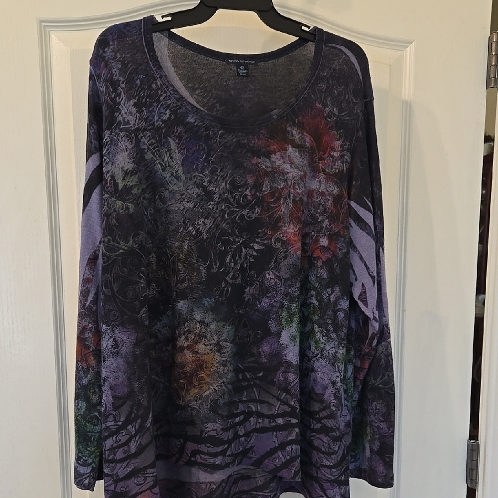 ⛱️Westbound Women Multicolor Long Sleeve Top Size 2X - Picture 1 of 7